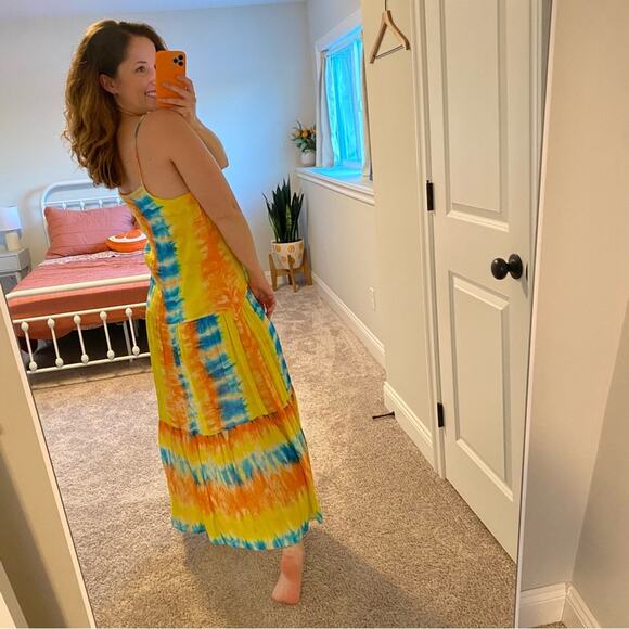 Revolve Kos Resort Rainbow Tie Dye Strappy Maxi Dress Small - Picture 3 of 11